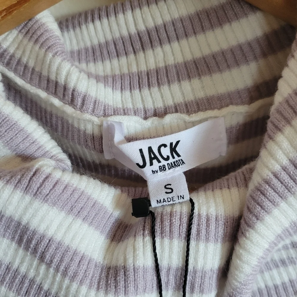 NWT Jack BB Dakota Knit Tank Towl Cowl Neck Stripe Gray White Small S